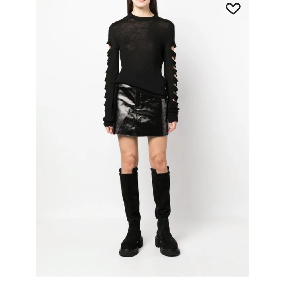Rick Owens black wool distressed long-sleeve jumper sweater